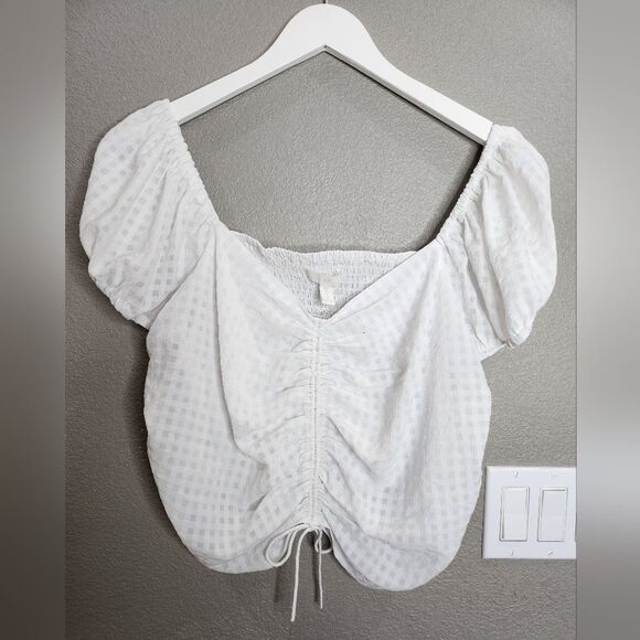 H&M Tops - H&M Womens White Ginham Blouse